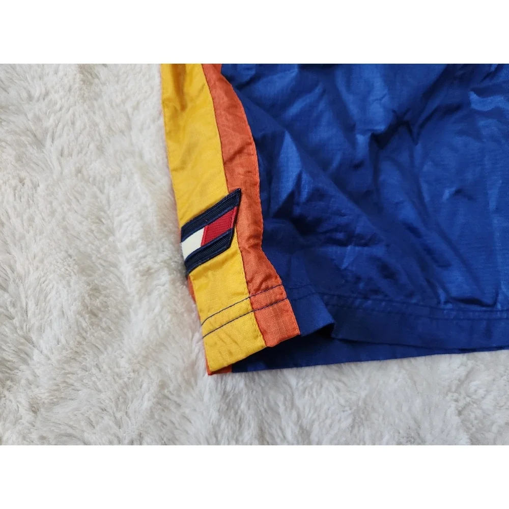 Tommy Hilfiger Swim Trunks Lined Vintage Blue Orange Yellow Mens Large Drawstrin